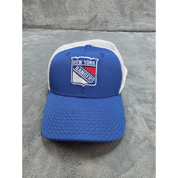 adidas Other - Adidas New York Rangers NHL Trucker Hat Blue White Mesh Stretch Fit Cap S/M